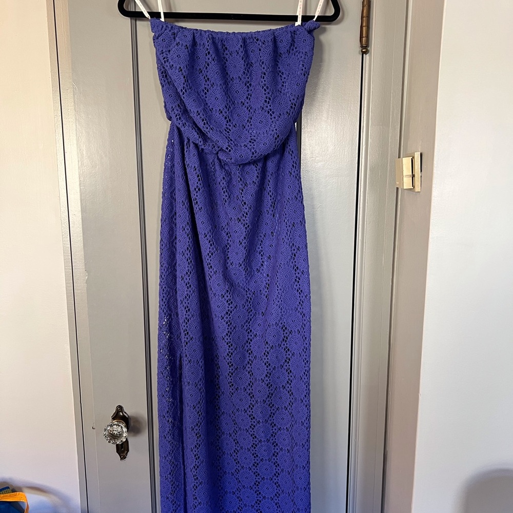Lilly Pulitzer Strapless Purple Lace Maxi Dress